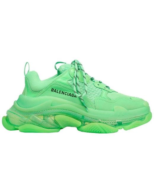Balenciaga Green Triple S Clear Sole Sneaker