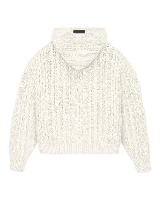 Fear Of God White Fw23 Cable Knit Hoodie for men