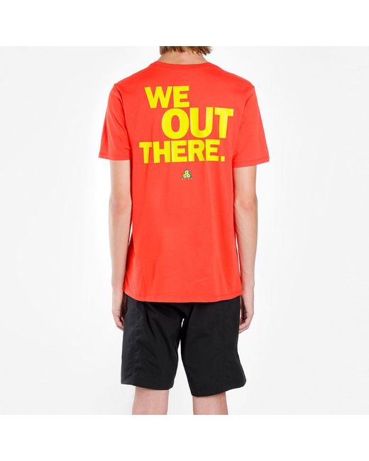 Nike Red Acg Back Printing Short Sleeve T-Shirt for men