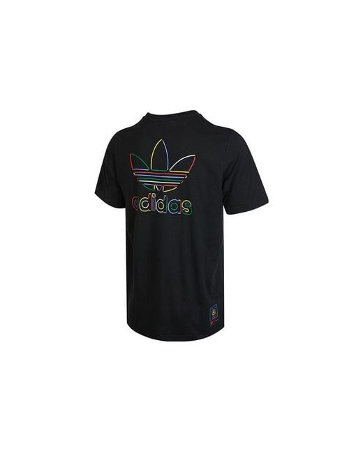 Adidas Black Originals X Disney Crossover Mickey Cartoon Printing Round Neck Short Sleeve for men