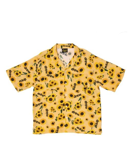 Drew House Metallic Rayon Camp Shirt 'Secret Sunflower' for men