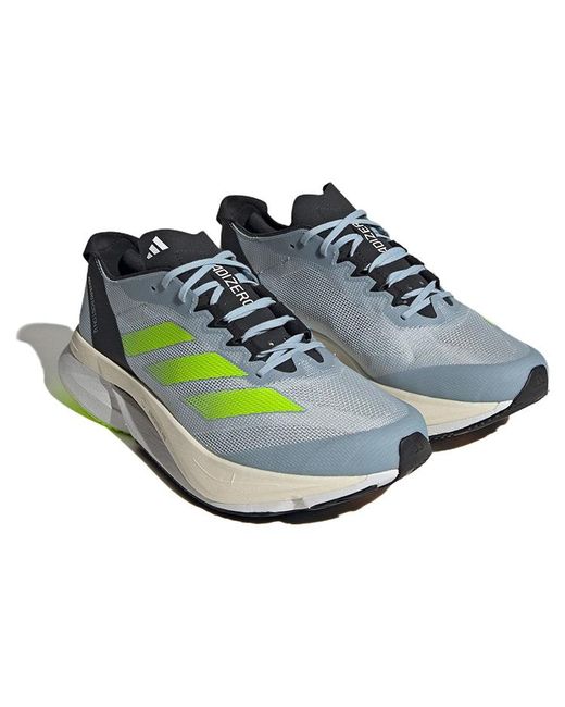 Adidas Blue Adizero Boston 12 'Wonder Lucid Lemon' for men