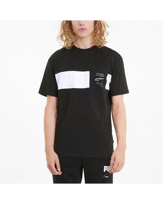 PUMA Black Rebel Crew Neck Short Sleeve T-Shirt for men