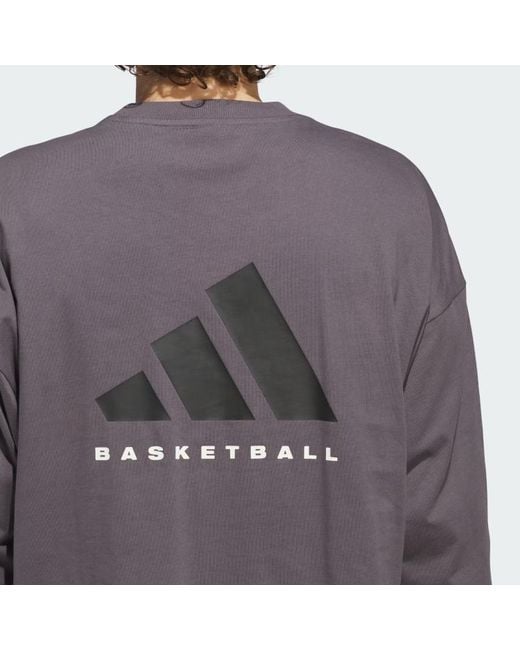 Adidas Gray Basketball Long Sleeves T-Shirt for men