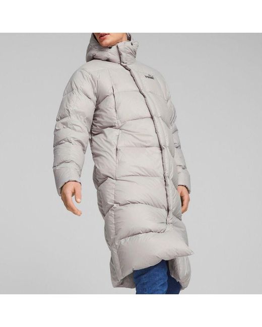 PUMA Gray Lightweight Hooded Down Coat for men