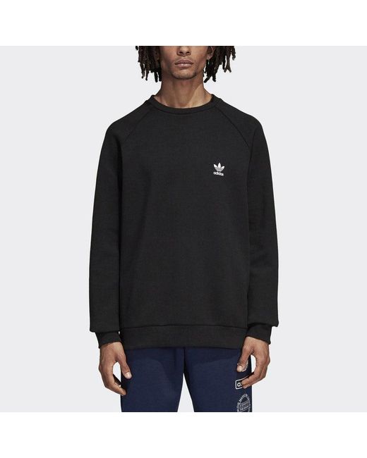 Adidas Black Originals Graphic Crew Logo Printing Casual Sports Round Neck Pullover for men