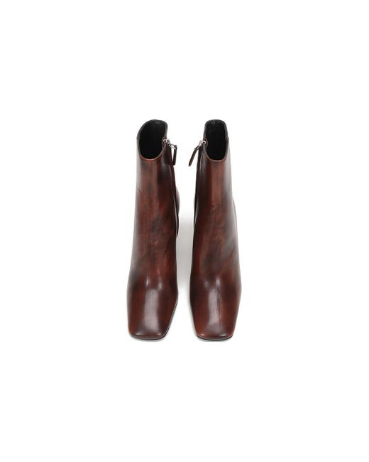 Prada Brown (Wmns) Leather Square Toe Ankle Pumps
