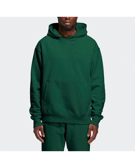 Adidas Green Originals X Pw Basics Hood Embroidered Monogrammed Hooded Sweater
