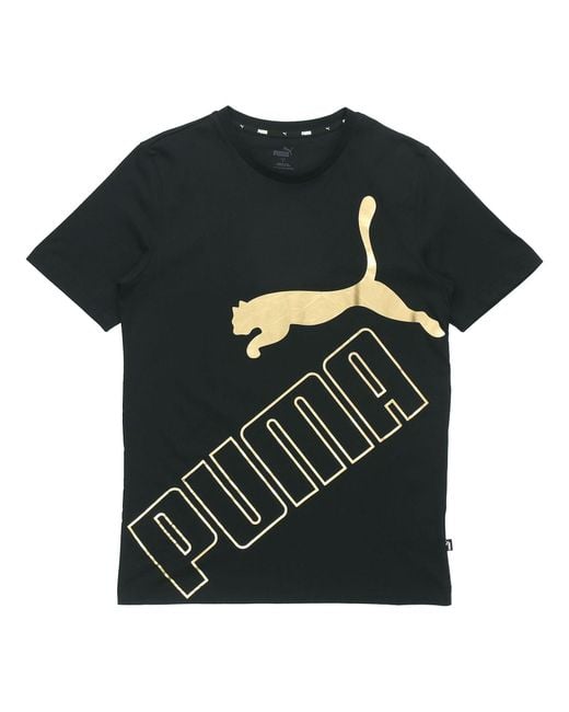PUMA Black Big Logo Printed Short Sleeve Tee for men