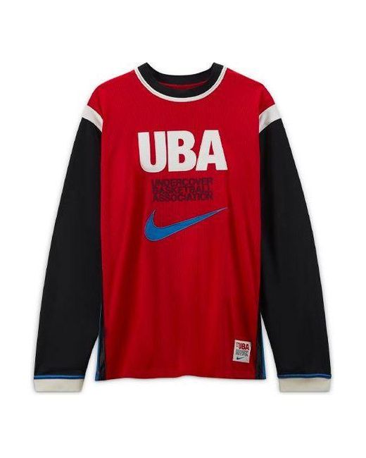 Nike Red Long-Shooting Top Contrasting Colors Printing Pattern Basketball Long Sleeves Asia Edition for men