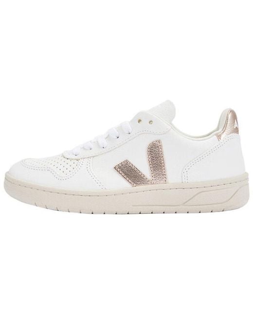 Veja White V-10 Chromfree Low-Top Sneakers