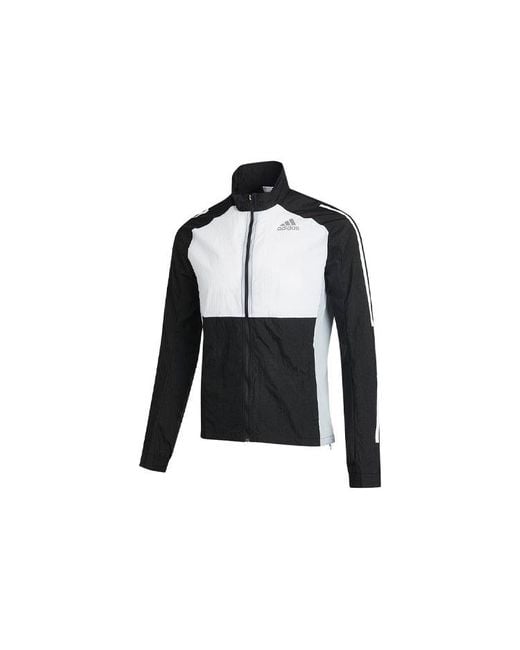 Adidas Black Otr Track Jkt Running Colorblock Sports Stand Collar Jacket for men