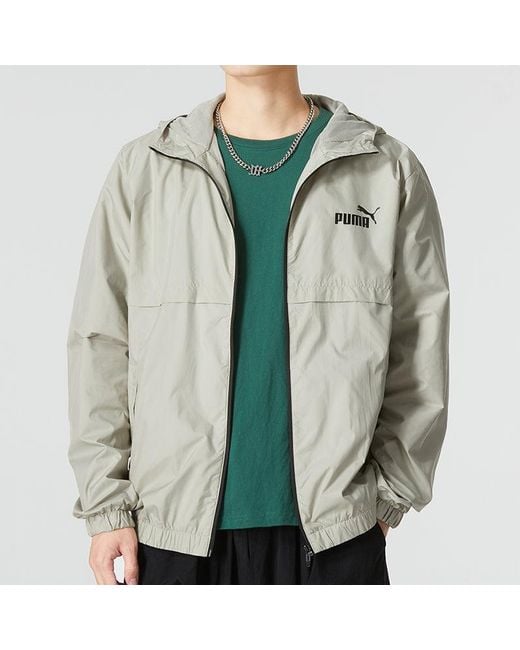 PUMA Gray Ess Solid Windbreaker Logo for men