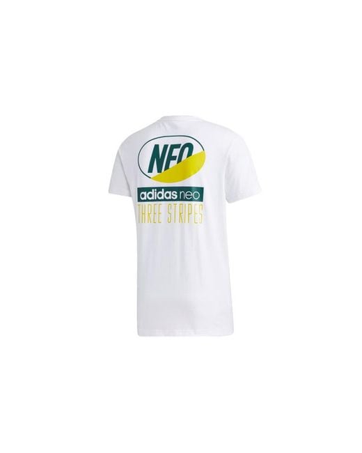 Adidas White Neo Casual Cozy Sports Round Neck Short Sleeve for men