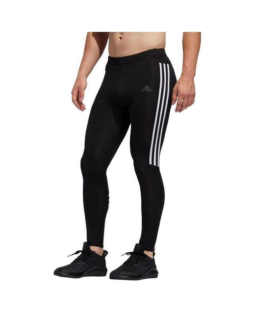 Adidas Mens Run It 3-stripes Tights Black/white Small for men