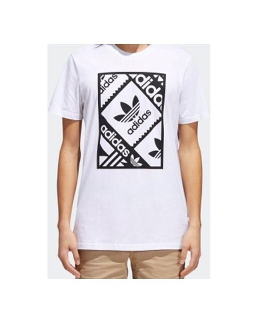 Adidas White Originals Stamptee Logo Printing Short Sleeve for men