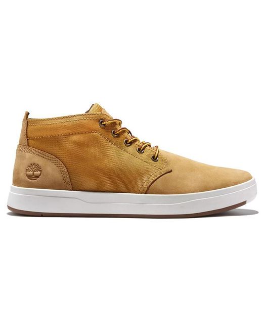 Timberland Brown Davis Square Chukka Leather And Fabric Boots 'Wheat' for men