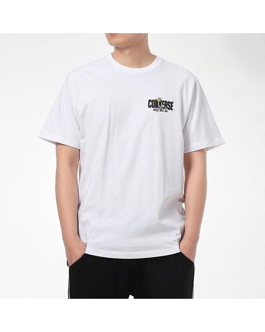 Converse White Alphabet Cartoon Printing Sports Short Sleeve for men