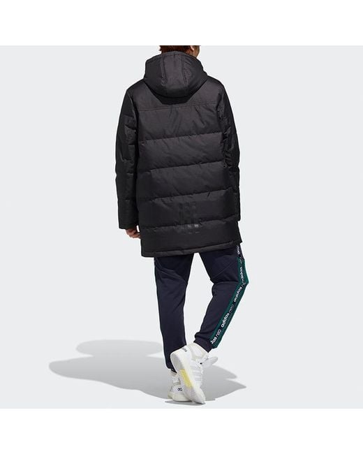 Adidas Black Neo M Wint Dwn Prka Windproof Stay Warm Mid-Length Sports Hooded Down Jacket for men