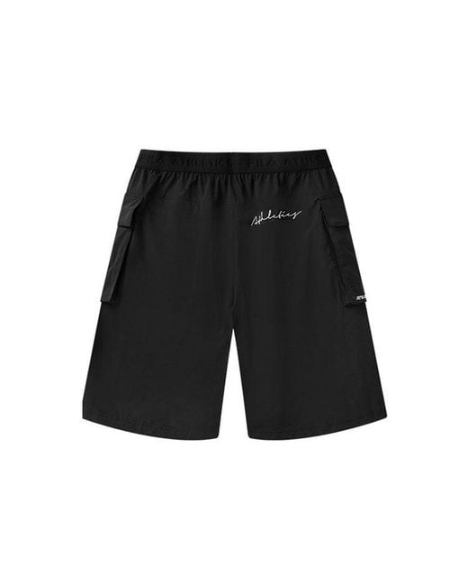 Fila Black Athletics Solid Color Casual Sports Woven Shorts for men