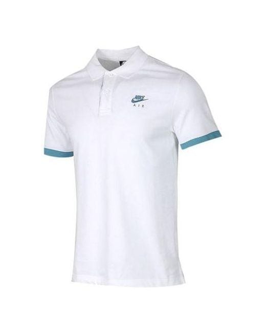 Nike White Colorblock Lapel Short Sleeve Polo Shirt for men