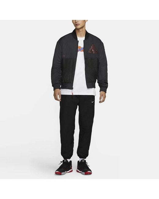 Nike Blue Kyrie Basketball Sports Mesh Patchwork Print Pattern Woven Baseball Padded Jacket for men