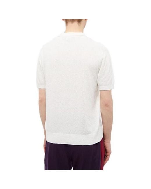 Stussy White Textured Ss Polo Sweter 'Bone' for men