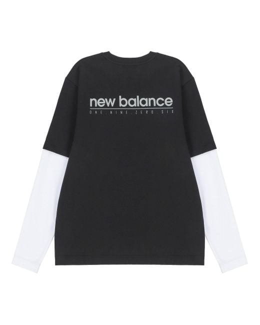 New Balance Black Contrasting Colors Sports Round Neck Pullover T-Shirt