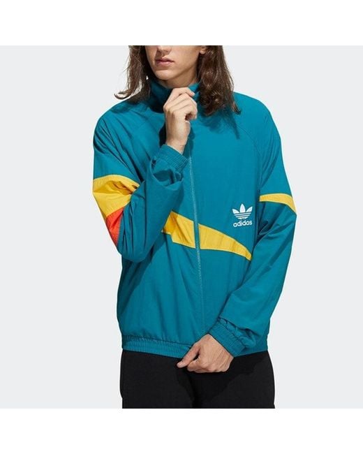Adidas Blue Originals Ts Track Top Colorblock Windproof Sports Jacket for men