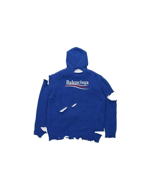 Balenciaga Blue Political Campaign Destroyed Hoodie
