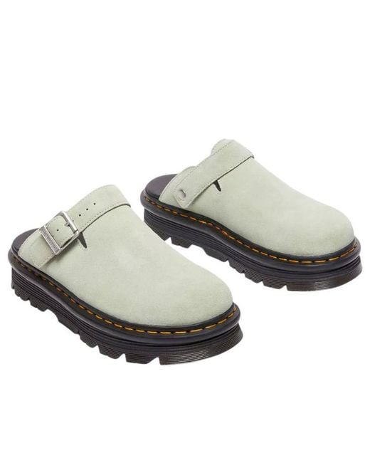 Dr. Martens Green Zebzag Suede Casual Slingback Platform Mules 'Sage' for men