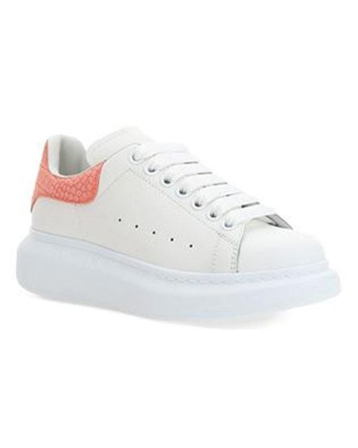 McQueen White (Wmns) Oversized Sneaker Embossed Suede Crocodile'