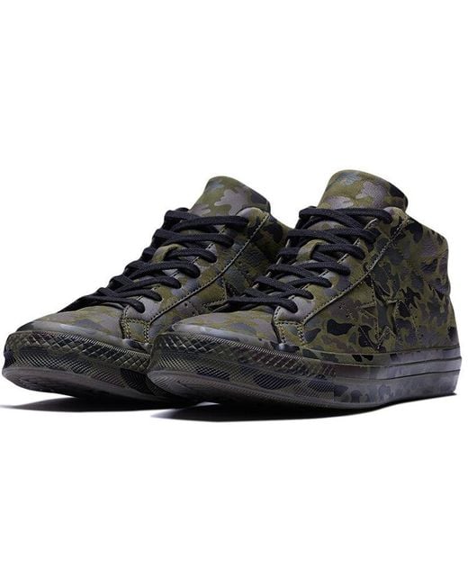 Converse Black One Star Retro Mid Tops Skateboarding Shoes Camouflage for men