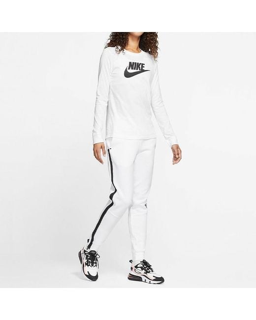 Nike White (Wmns) Classic Logo Printed Long-Sleeved Tee