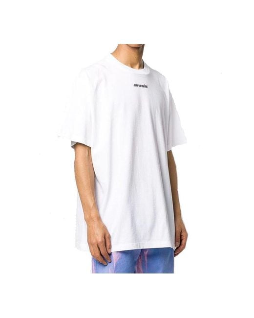 Off-White c/o Virgil Abloh White Back Arrow Printing Pattern Round Neck Short Sleeve Loose Fit for men