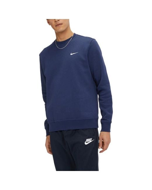 Nike Blue Knit Sports Fleece Lined Stay Warm Round Neck Pullover for men