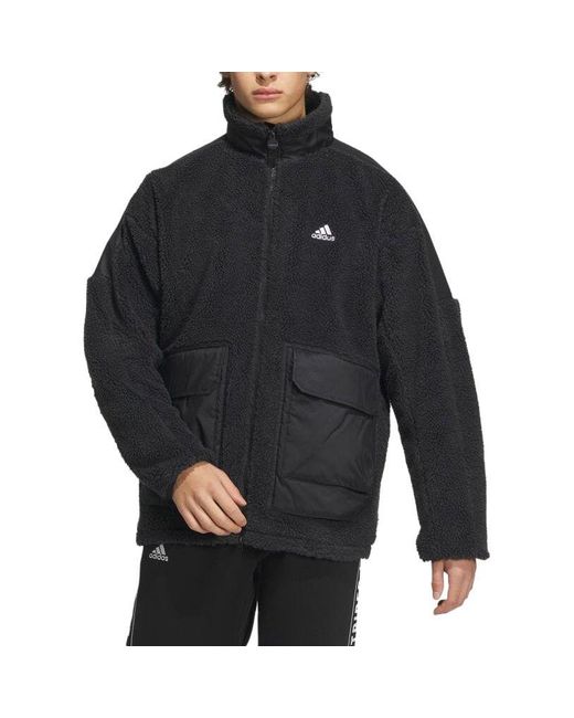 Adidas Black Warding Oversized Boa Full-Zip Jacket (Gender Neutral) for men