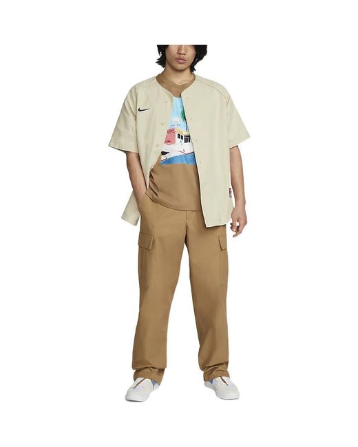 Nike Multicolor Sb Skateboard Cartoon Landscape Pattern Skateboard Round Neck Short Sleeve for men