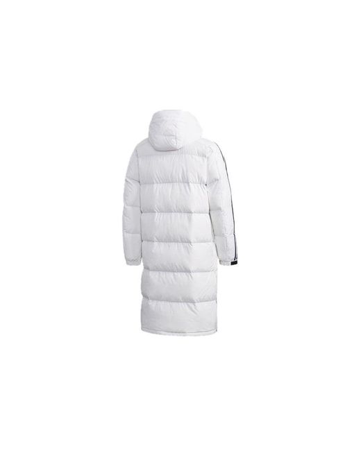 Adidas Blue 3St Long Parka Stay Warm Solid Color Mid-Length Hooded Down Jacket for men