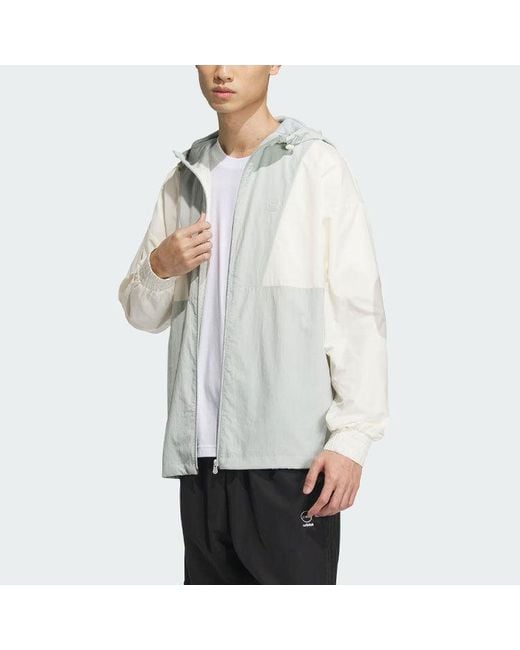 Adidas White Neo Essentials Windbreaker Jackets for men