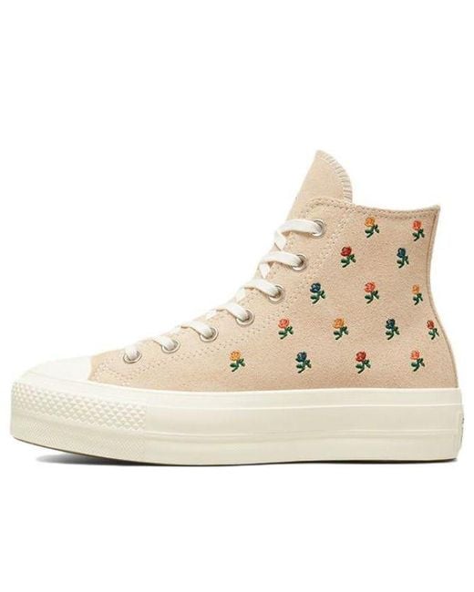 Converse Natural (Wmns) Chuck Taylor All Star Lift Platform High 'Embroidered Roses'