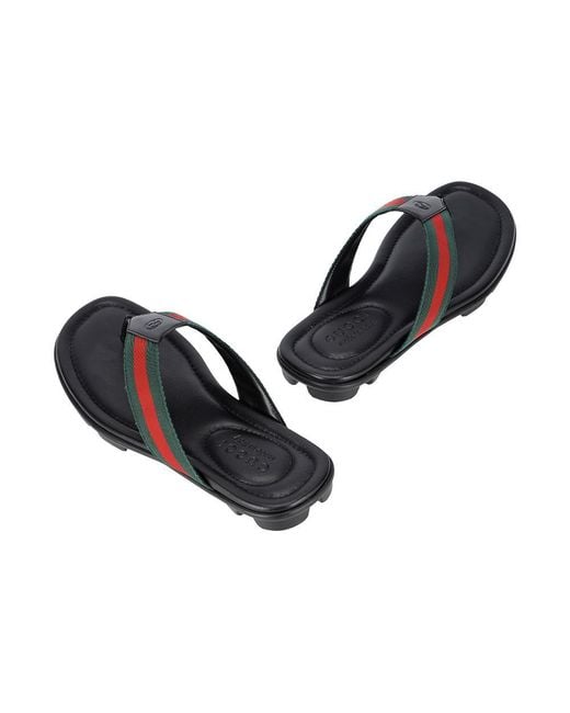 Gucci Blue Leather Web Thong Sandal for men
