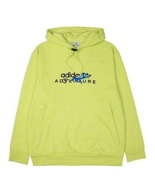 Adidas Yellow Originals Adv Logo Hoody Dragon Printing Sports for men