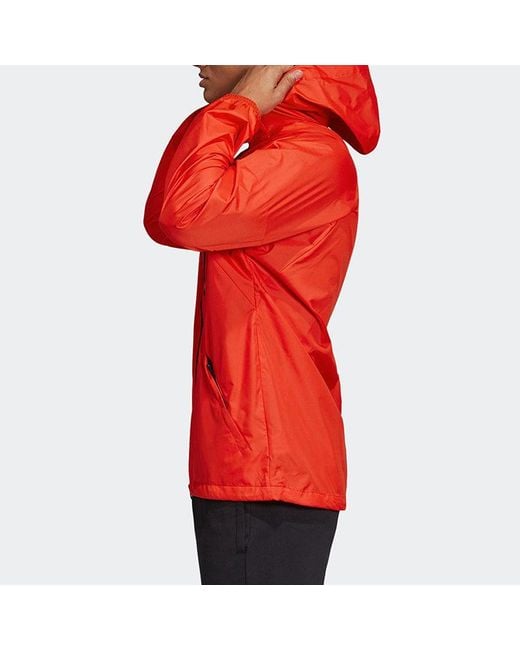 Adidas Red W.N.D. Jkt Casual Sports Hooded Woven Jacket Fluorescence for men