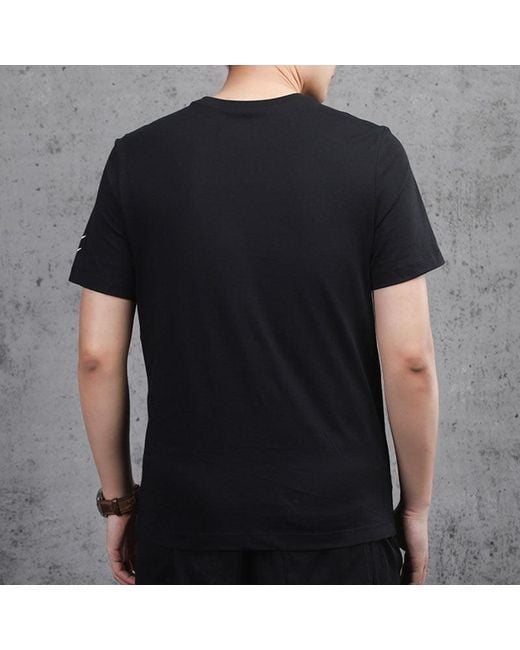 Nike Black Swoosh Logo Printing Knit Round Neck Short Sleeve for men