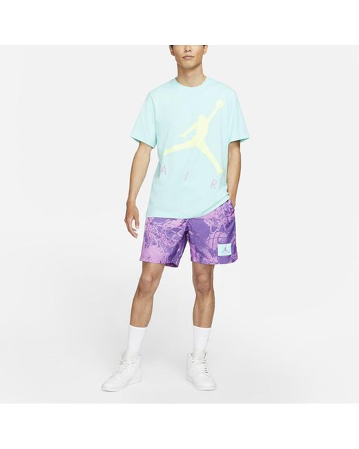 Nike Blue Flight Full Print Basketball Sports Woven Drawstring Shorts for men