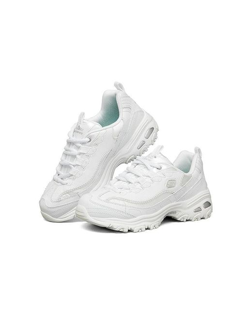 Skechers White (Wmns) D Lites Low-Top Running Shoes
