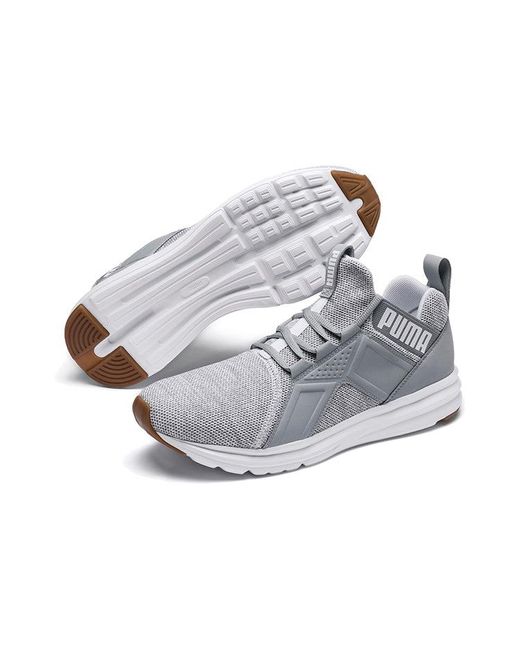 PUMA Gray Enzo Knit Low-Top Running Shoes for men