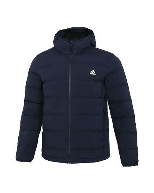 Adidas Blue Helionic S H J Outdoor Sports Hooded Down Jacket for men