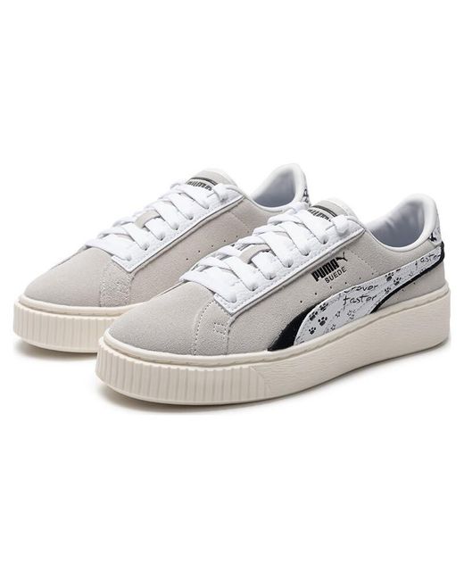 PUMA White (Wmns) Suede Platform Draw